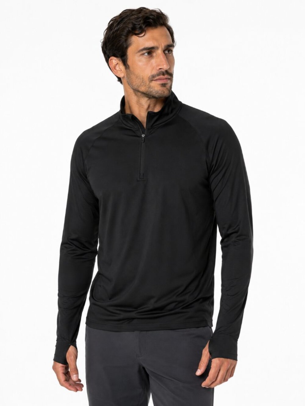 RHONE Courtside 1/4 Zip Pullover Shirt Long Sleeve Mesh Breathable Black Mens XL